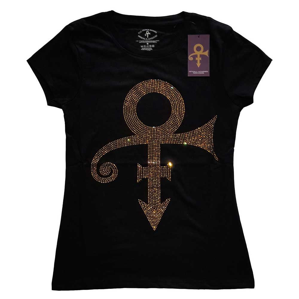 Prince Ladies T-Shirt: Gold Symbol (Diamante) (XX-Large)
