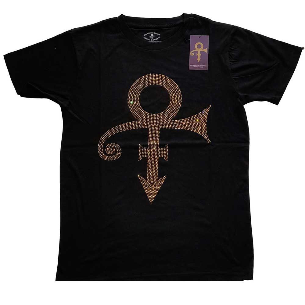 Prince Unisex T-Shirt: Gold Symbol (Diamante) (Small)