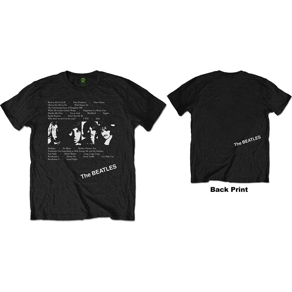 The Beatles Unisex T-Shirt: White Album Tracks (Back Print) (Small)