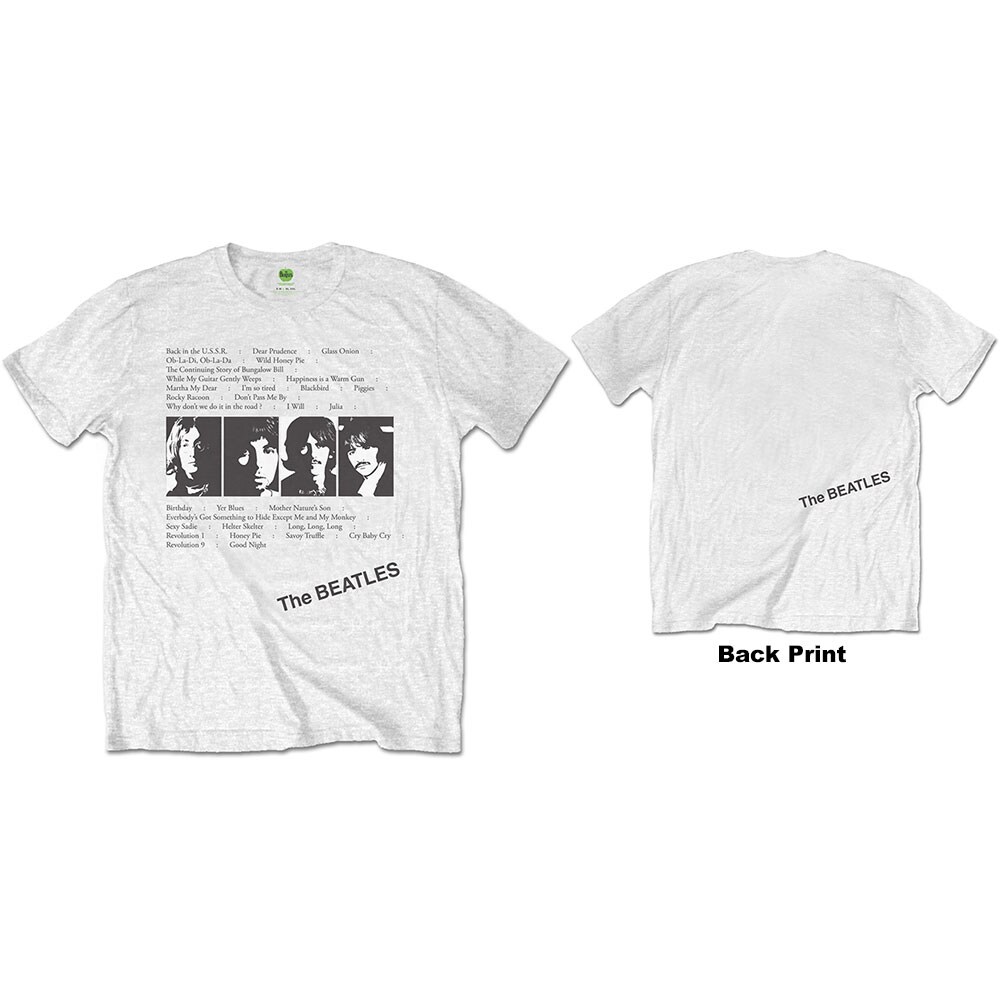 The Beatles Unisex T-Shirt: White Album Tracks (Back Print) (Small)