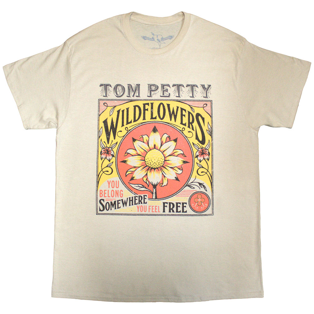 Tom Petty & The Heartbreakers Unisex T-Shirt: Wildflowers (Sand) (X-Large)