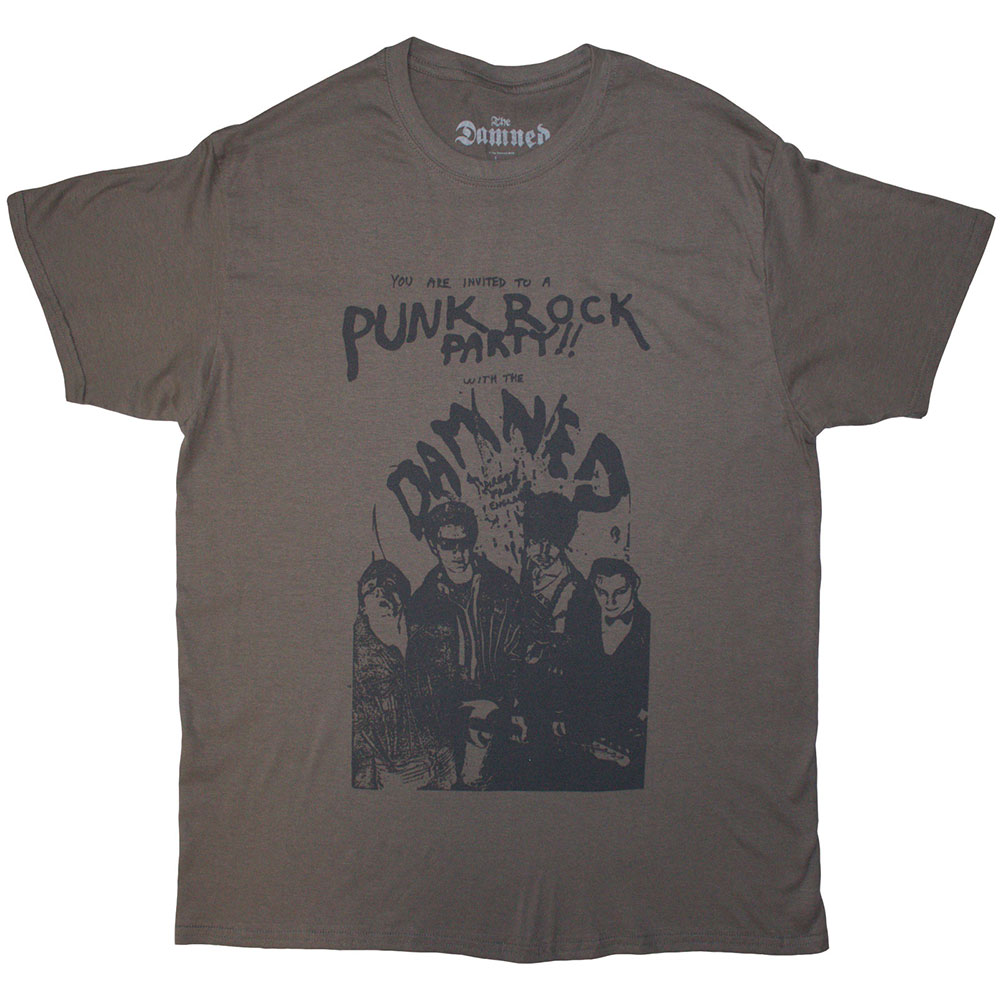 The Damned Unisex T-Shirt: Party Flyer (Grey) (X-Large)