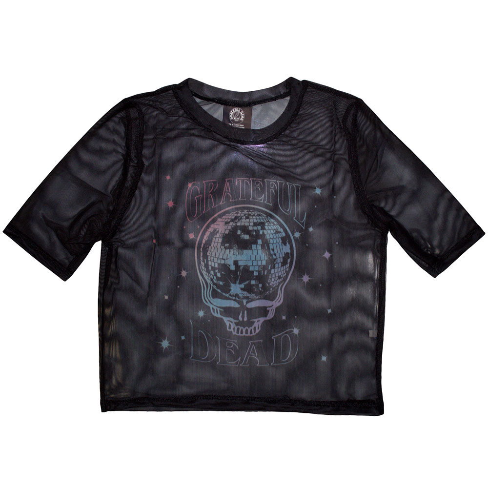 Grateful Dead Ladies Crop Top: Stealy Glitter Ball (Mesh) (XX-Small)