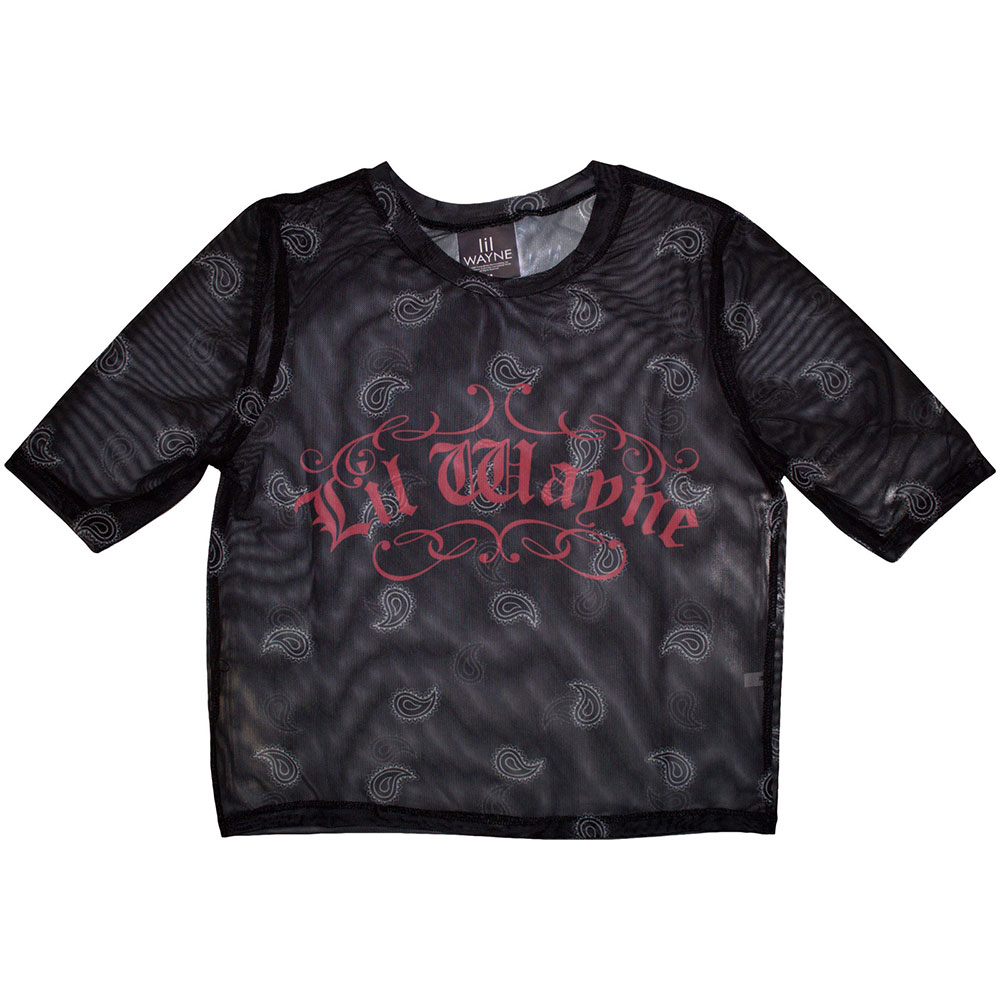 Lil Wayne Ladies Crop Top: Script Logo (Mesh) (XX-Small)