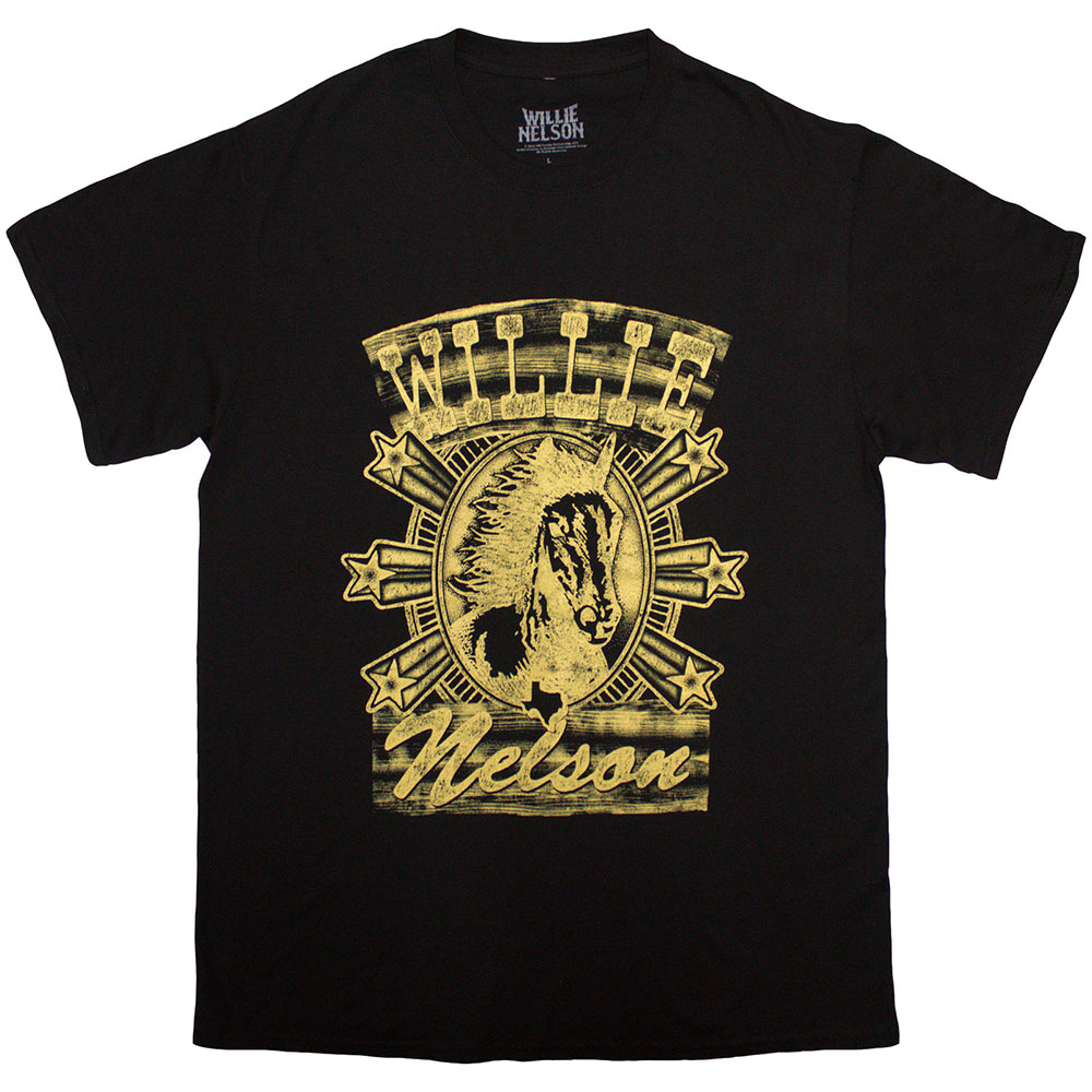 Willie Nelson Unisex T-Shirt: Horse (Black) (X-Large)