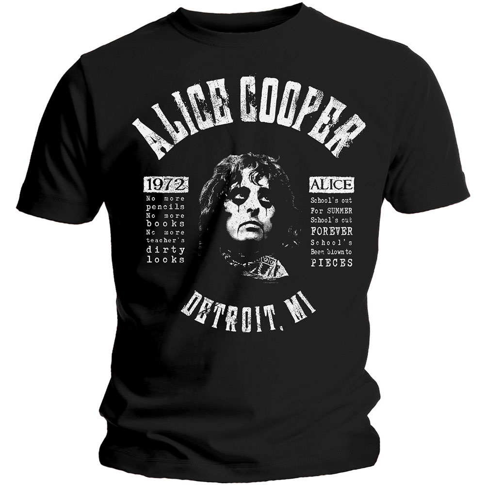 Alice Cooper Unisex T-Shirt: School's Out Lyrics (Medium)