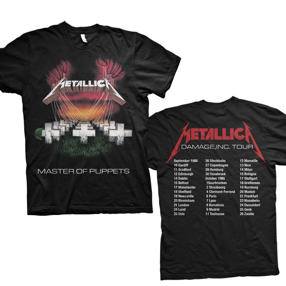 Metallica Unisex T-Shirt: Master of Puppets European Tour '86. (Back Print) (Small)