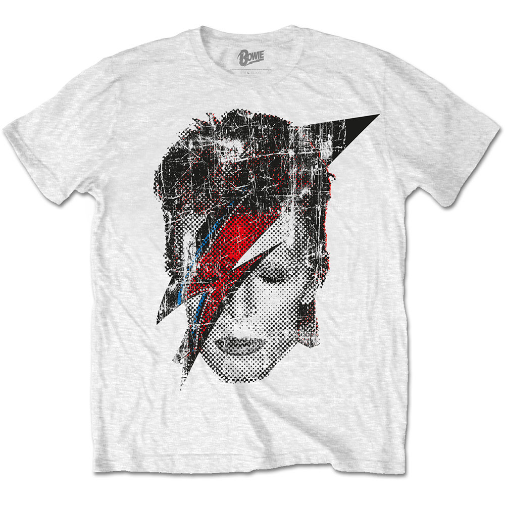 David Bowie Unisex T-Shirt: Halftone Flash Face (Medium)