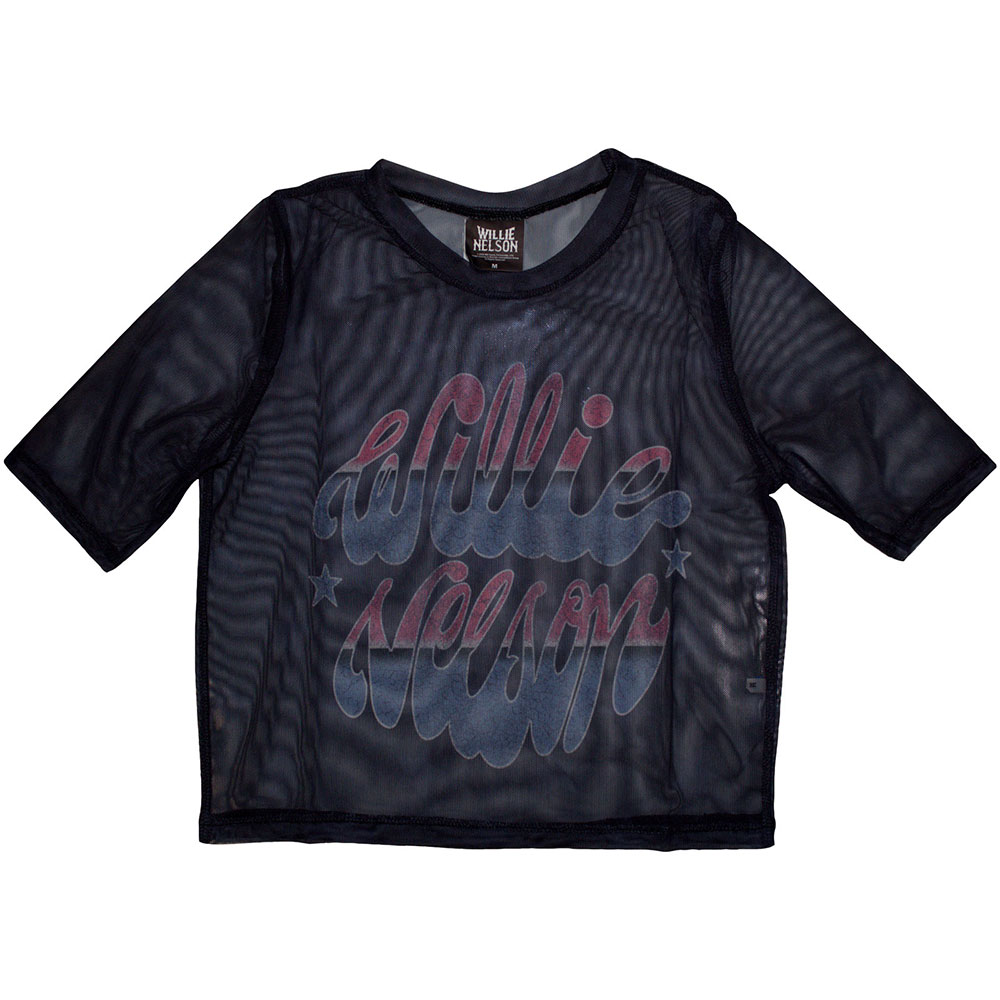 Willie Nelson Ladies Crop Top: Americana (Mesh) (X-Small)