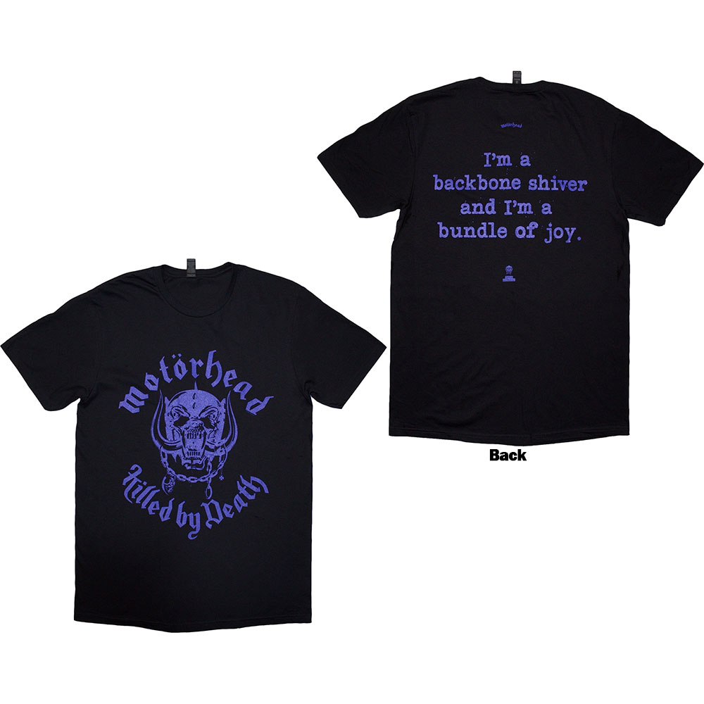 Motorhead Unisex T-Shirt: Killed By Death Lyric (Black) (Back Print) (X-Large)