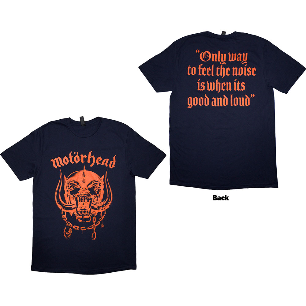 Motorhead Unisex T-Shirt: Good & Loud (Navy Blue) (Back Print) (X-Large)