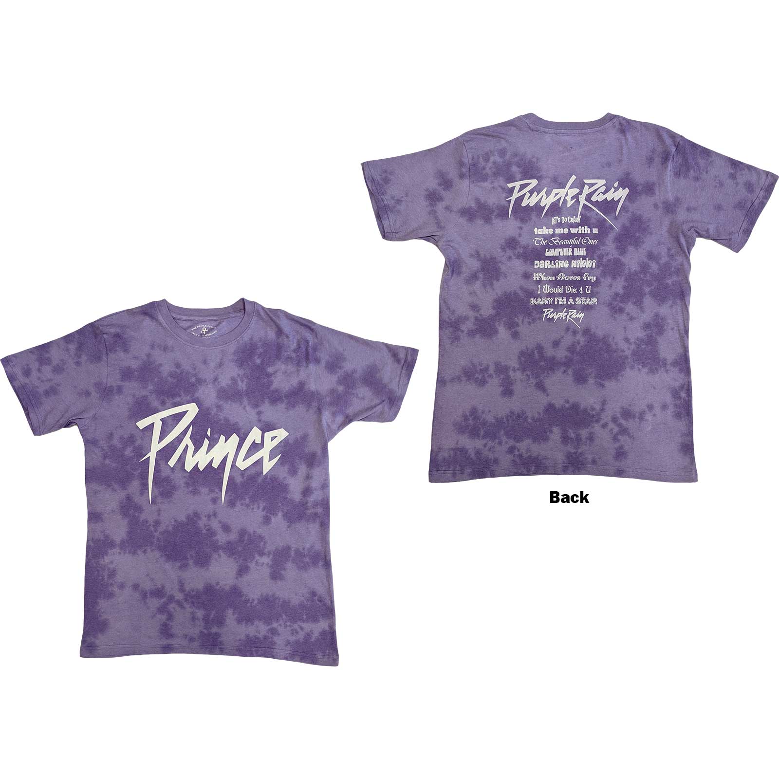 Prince Unisex T-Shirt: Purple Rain (Wash Collection & Back Print) (Small)