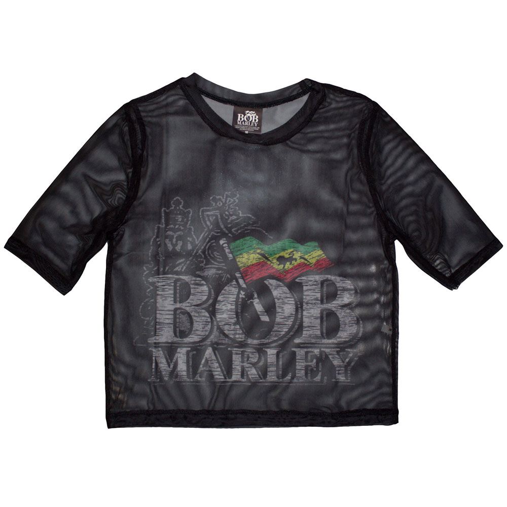 Bob Marley Ladies Crop Top: Logo (Mesh) (Large)