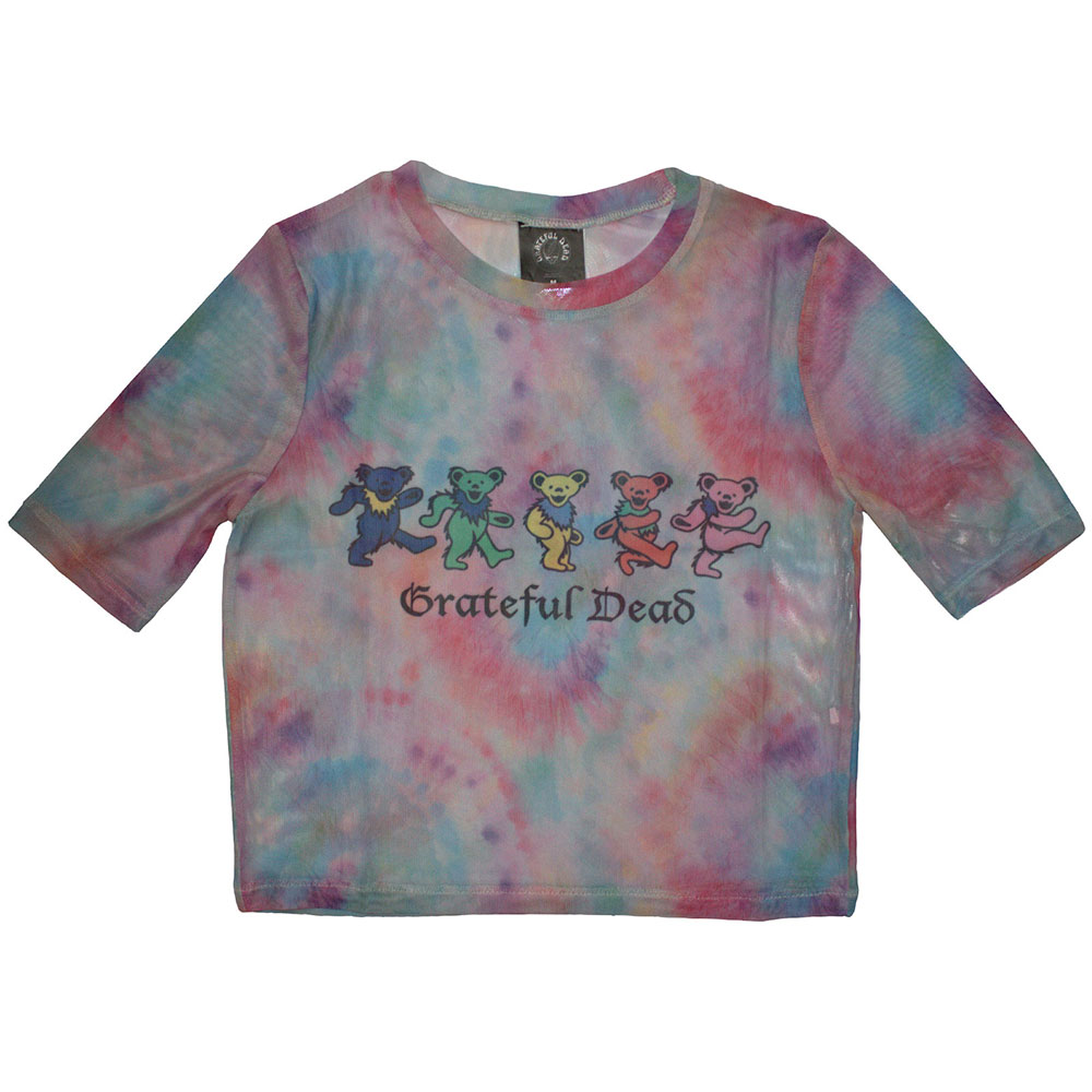 Grateful Dead Ladies Crop Top: Dancing Bears (Mesh) (Large)