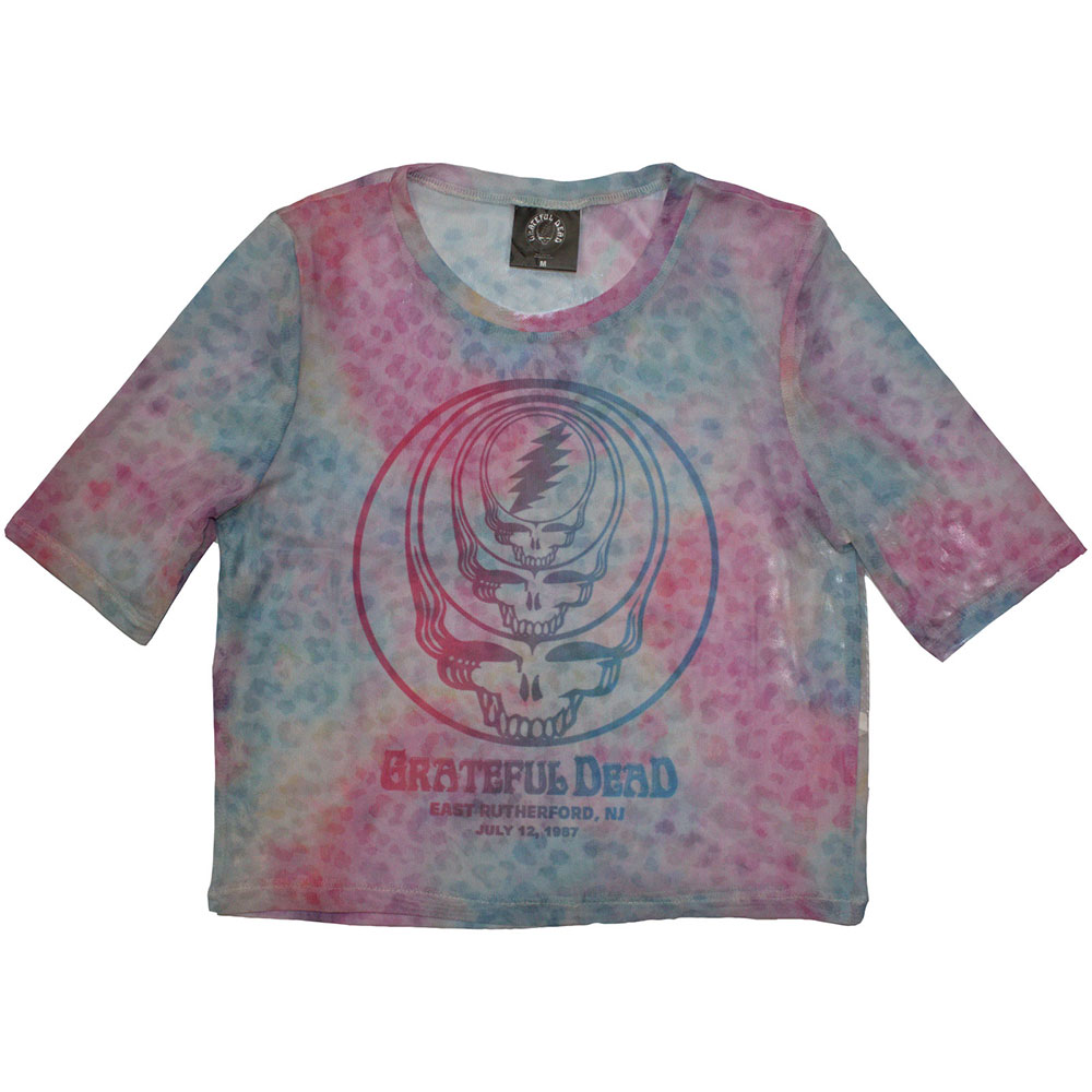 Grateful Dead Ladies Crop Top: Concentric Skulls (Mesh) (Large)