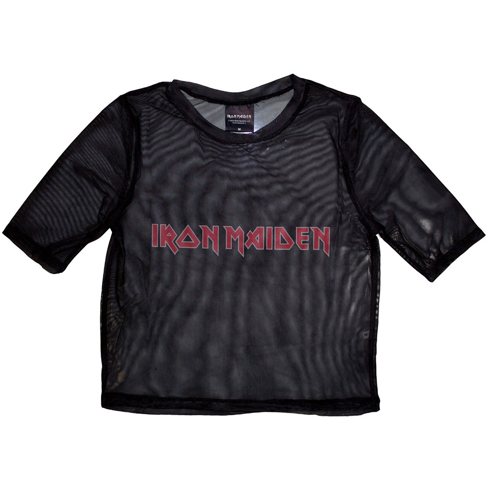 Iron Maiden Ladies Crop Top: Logo (Mesh) (Large)