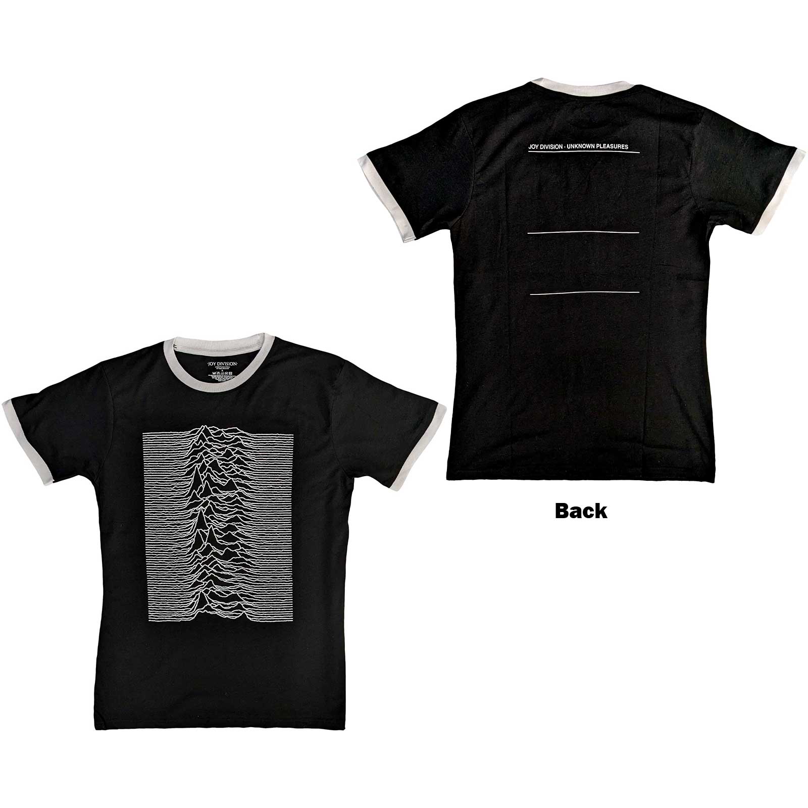 Joy Division Unisex Ringer T-Shirt: Unknown Pleasures (Back Print) (Large)