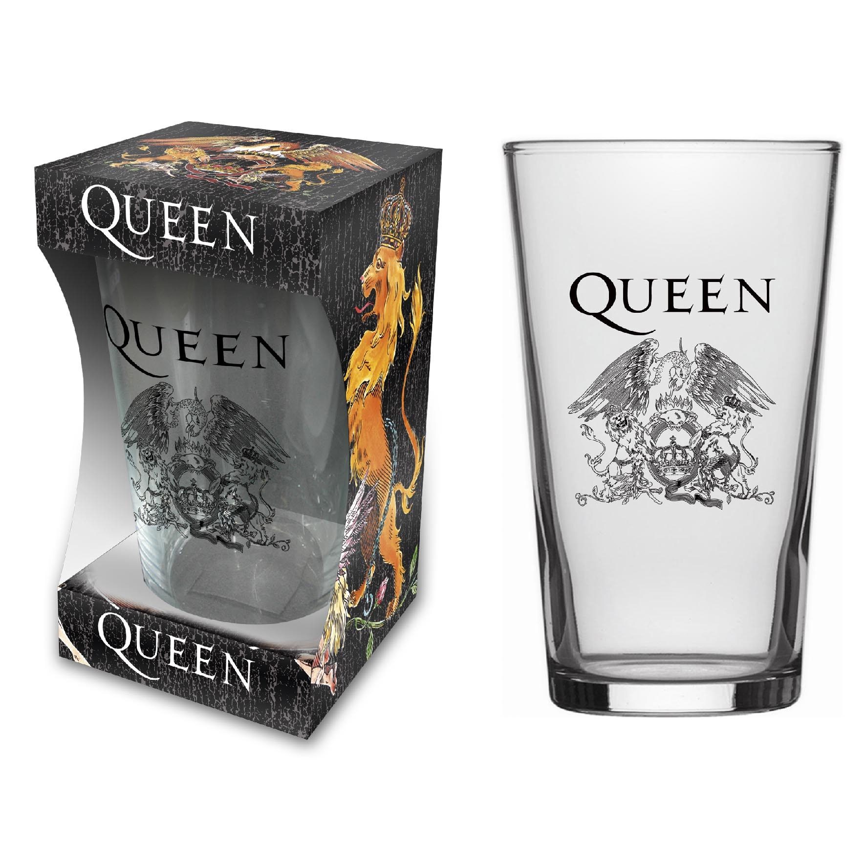 QUEEN - CREST - BEER GLASS (BOXED)
