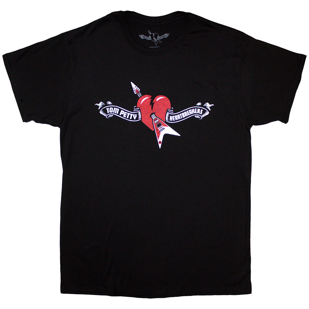 Tom Petty & The Heartbreakers Unisex T-Shirt: Heart Logo (Black) (XX-Large)