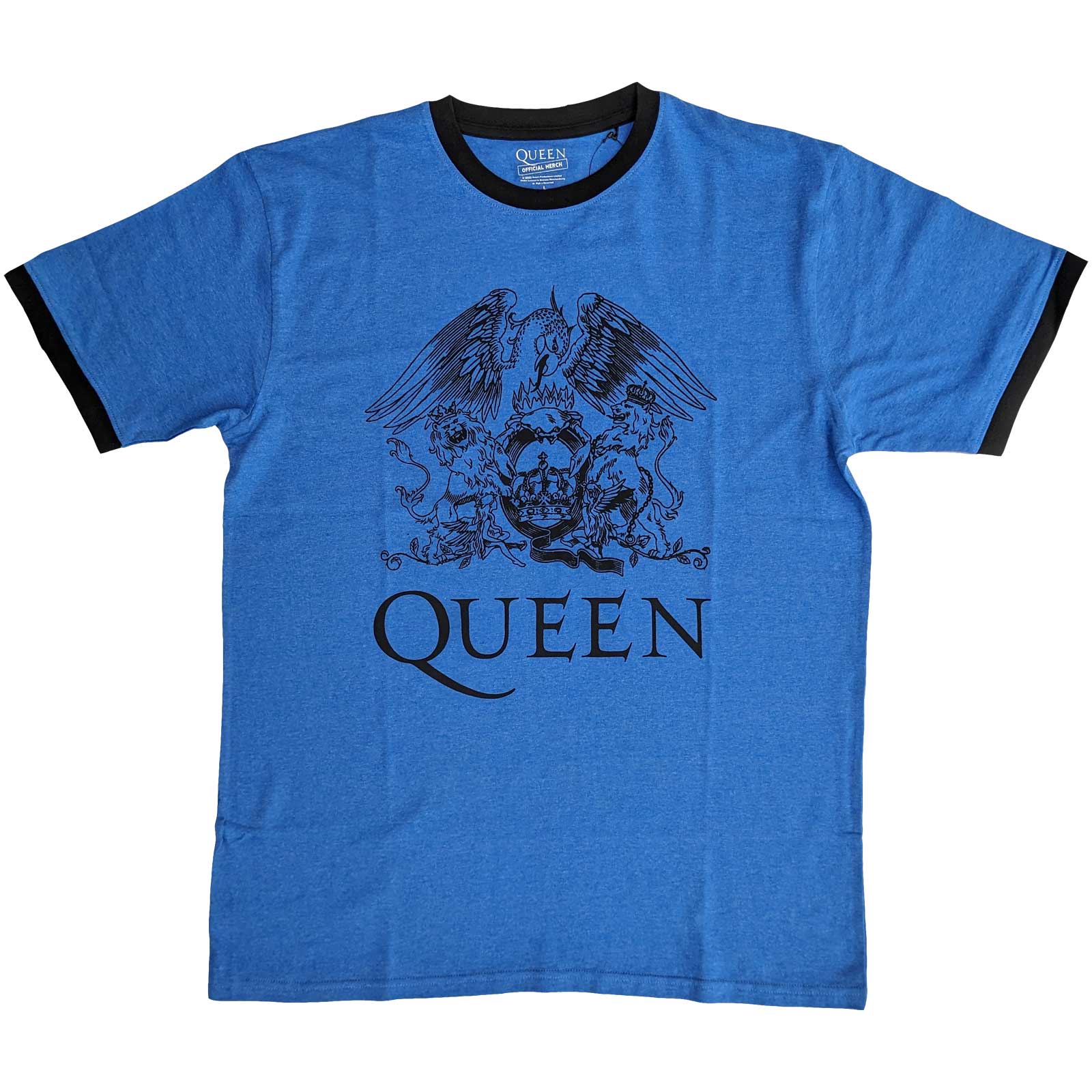 Queen Unisex Ringer T-Shirt: Crest Logo (Large)