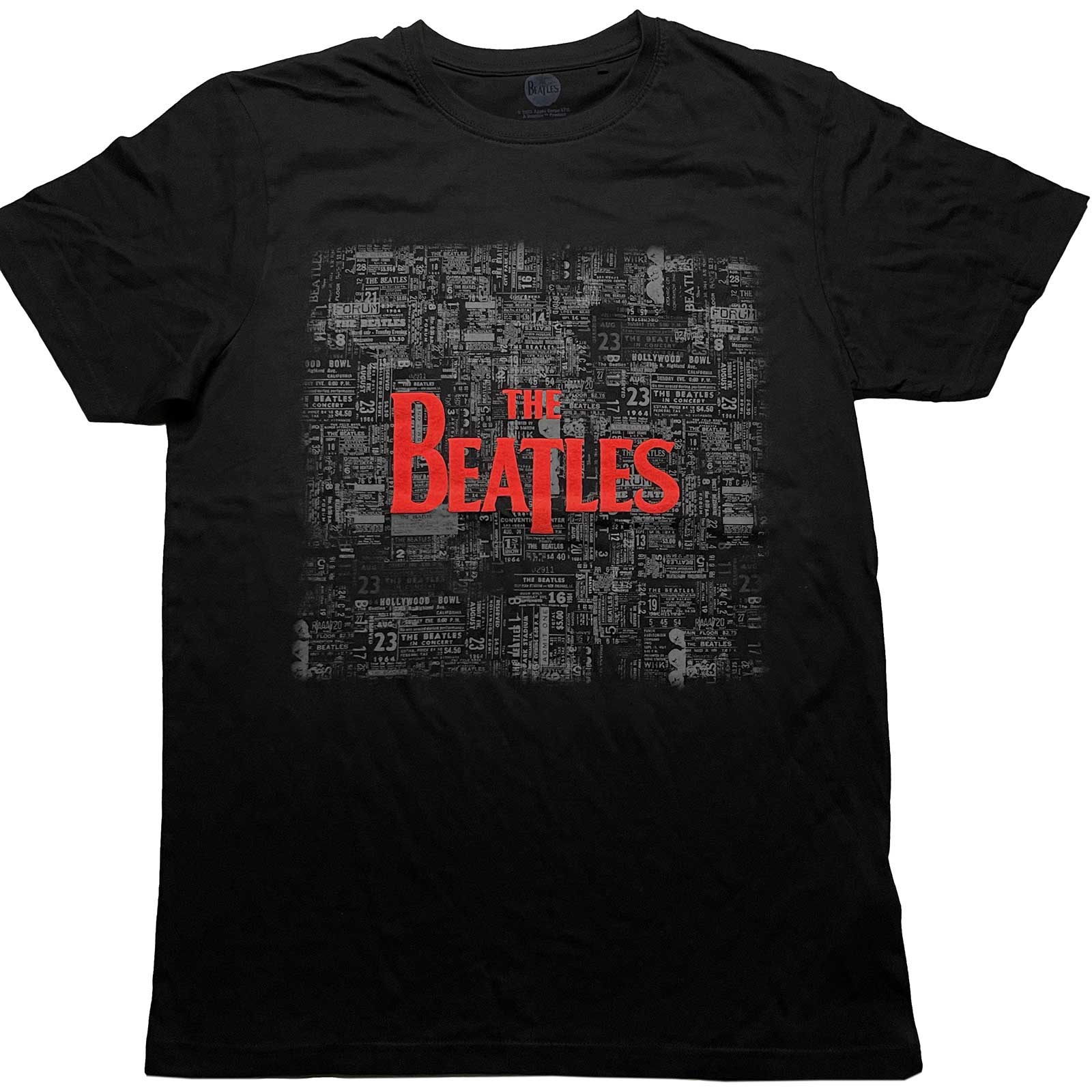 The Beatles Unisex T-Shirt: Tickets & Logo (Puff Print) (X-Large)