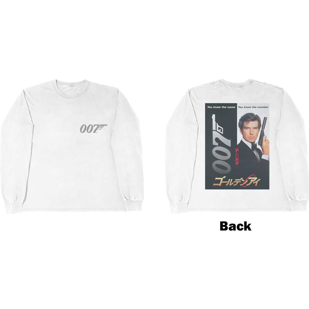 James Bond 007 Unisex Long Sleeved T-Shirt: Goldeneye Japanese Poster (Back Print) (Medium)
