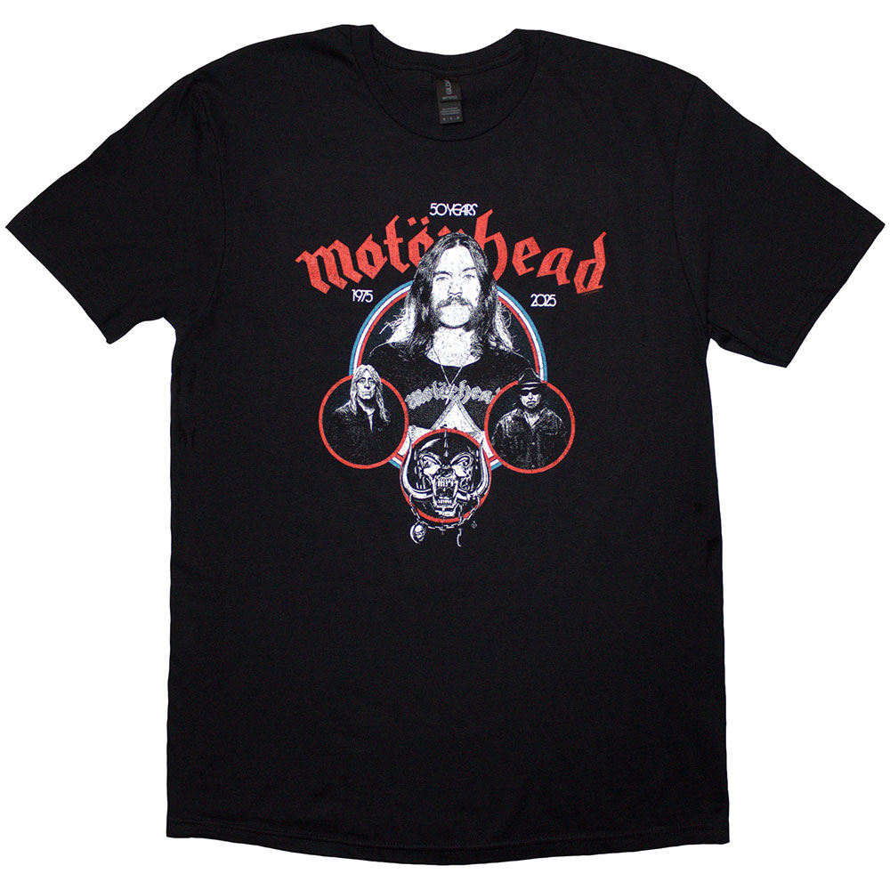 Motorhead Unisex T-Shirt: 50 Years Band Circles (Black) (XX-Large)