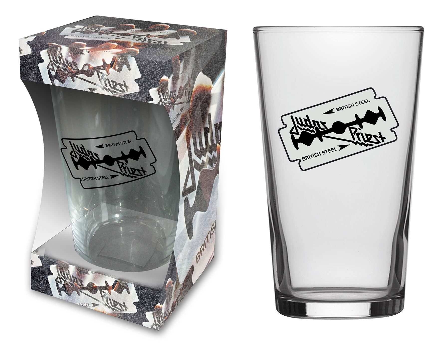 JUDAS PRIEST - BRITISH STEEL - BEER GLASS (BOXED)