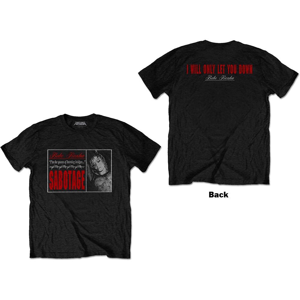 Bebe Rexha Unisex T-Shirt: Sabotage - Let You Down (Back Print) (Medium)
