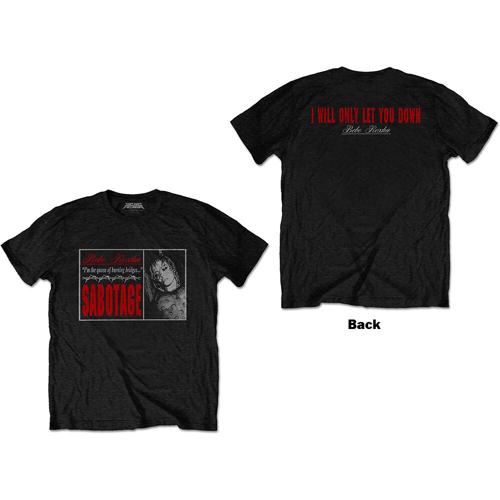 Bebe Rexha Unisex T-Shirt: Sabotage - Let You Down (Back Print) (X-Large)