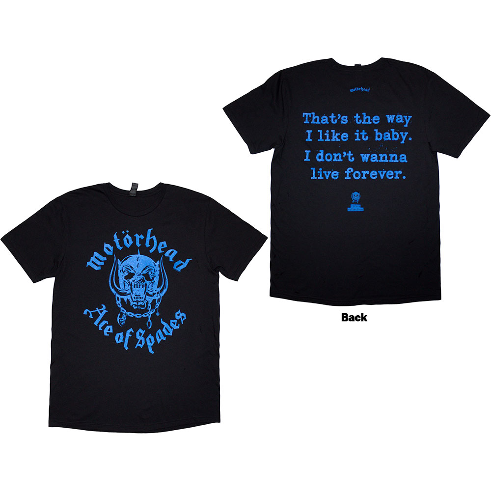 Motorhead Unisex T-Shirt: Ace Of Spades Lyric (Back Print) (Black) (XX-Large)