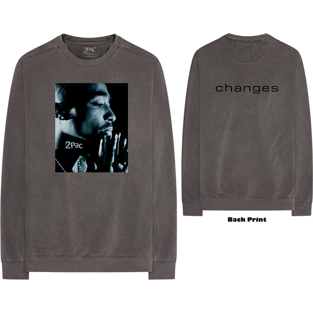 Tupac Unisex Long Sleeved T-Shirt: Changes Side Photo (Back Print) (Large)