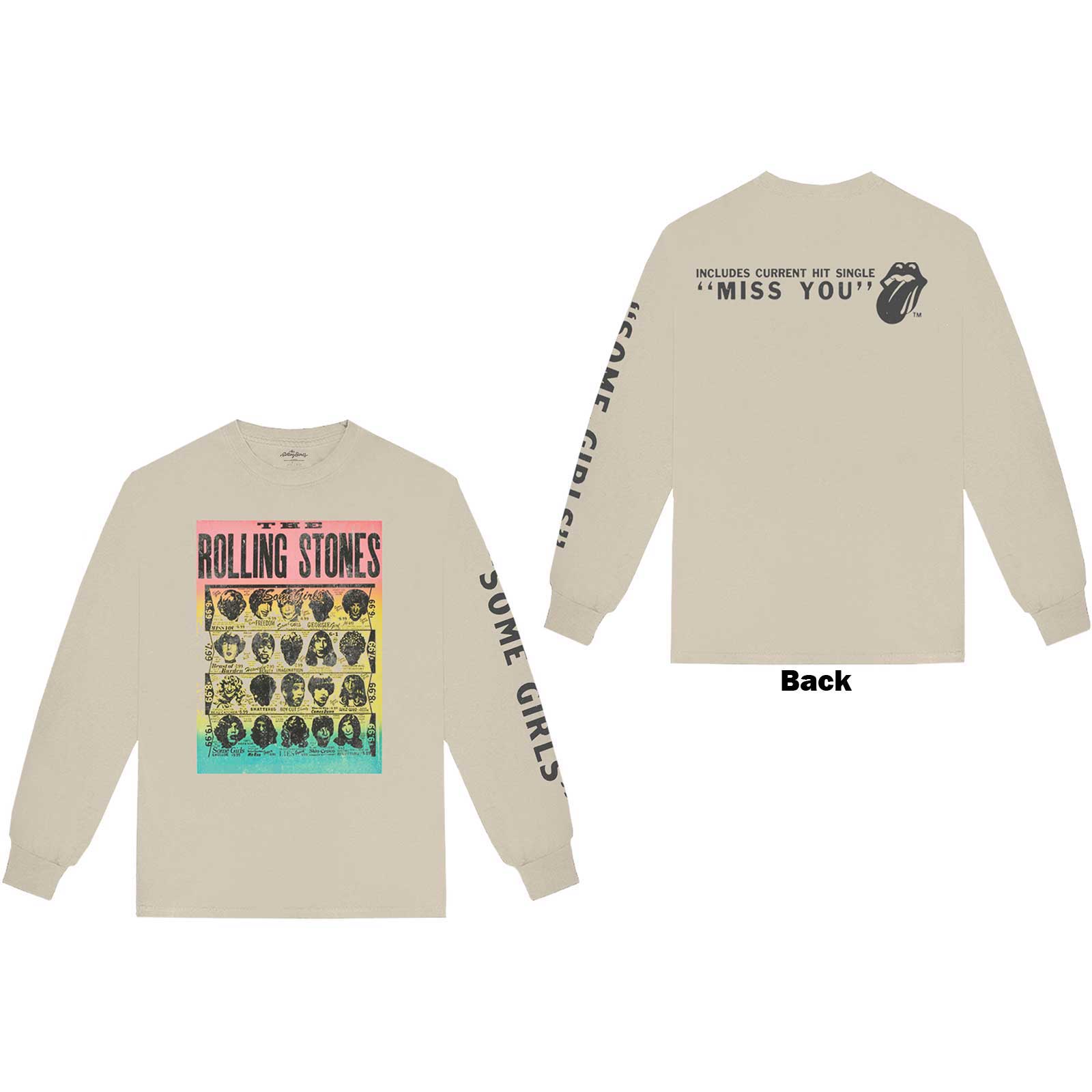 The Rolling Stones Unisex Long Sleeve T-Shirt: Some Girls (Back & Sleeve Print) (Small)