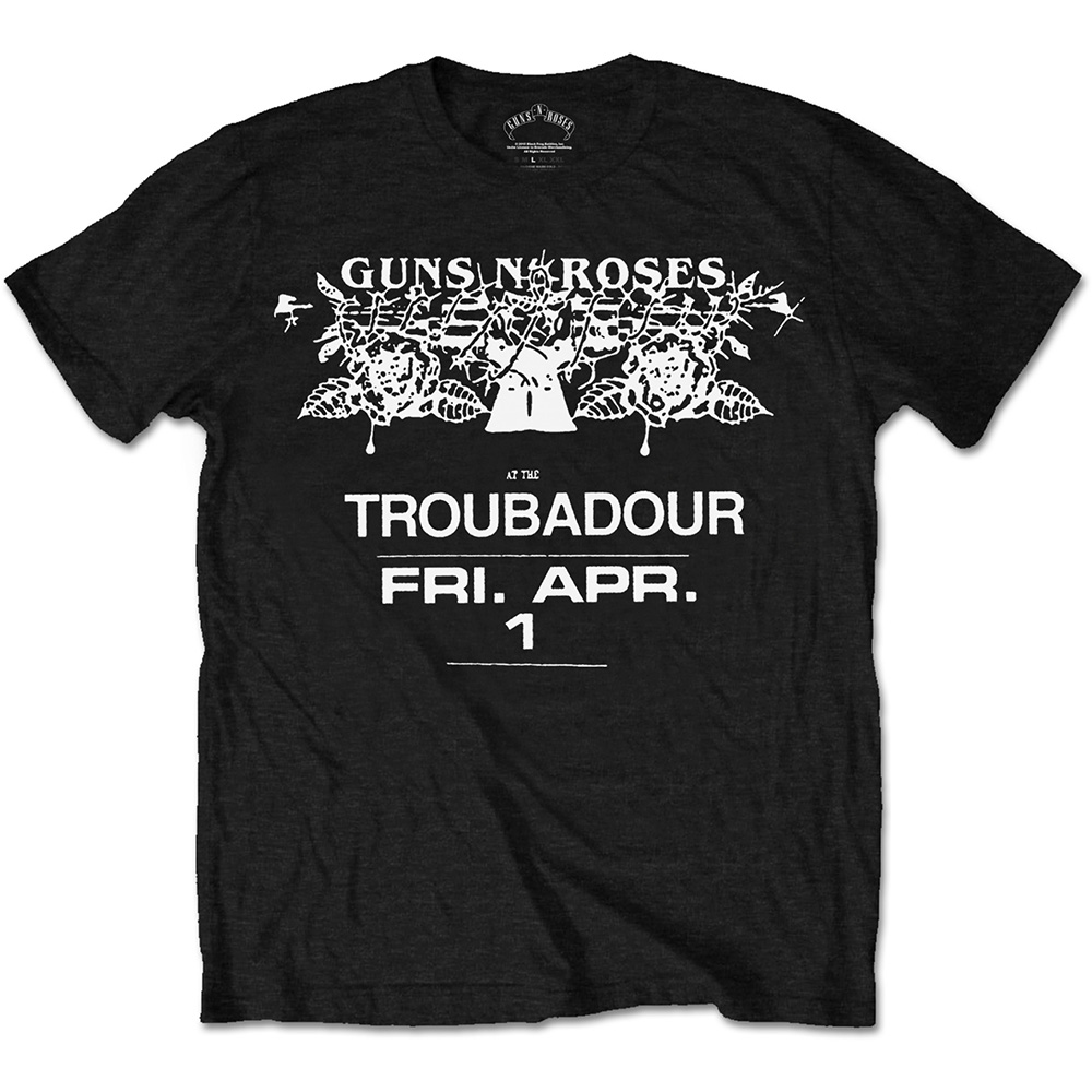 Guns N' Roses Unisex T-Shirt: Troubadour Flyer (Large)