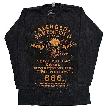 Avenged Sevenfold Unisex Long Sleeved T-Shirt: Sieze The Day (Dip-Dye) (XX-Large)