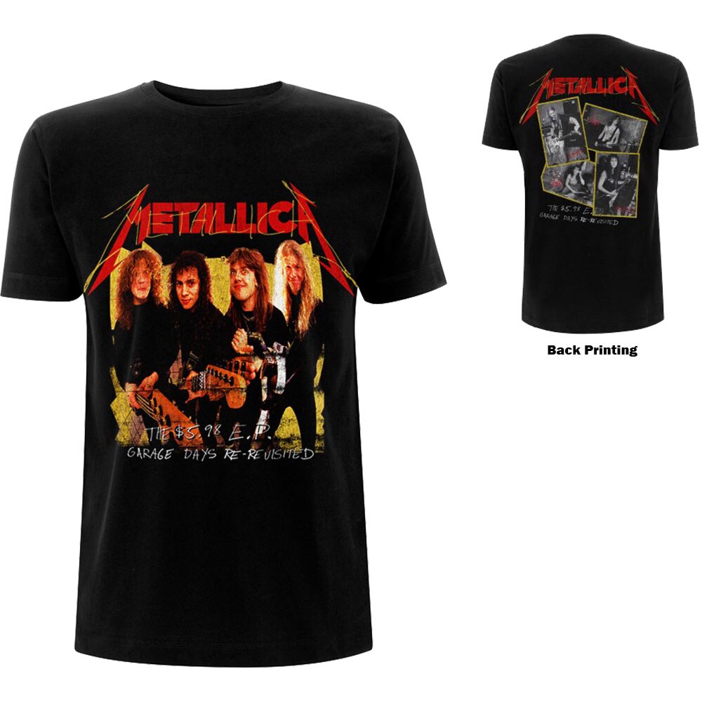 Metallica Unisex T-Shirt: Garage Photo Yellow (Back Print) (Large)