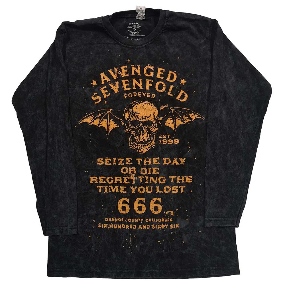 Avenged Sevenfold Unisex Long Sleeved T-Shirt: Sieze The Day (Dip-Dye) (XXXXX-Large)