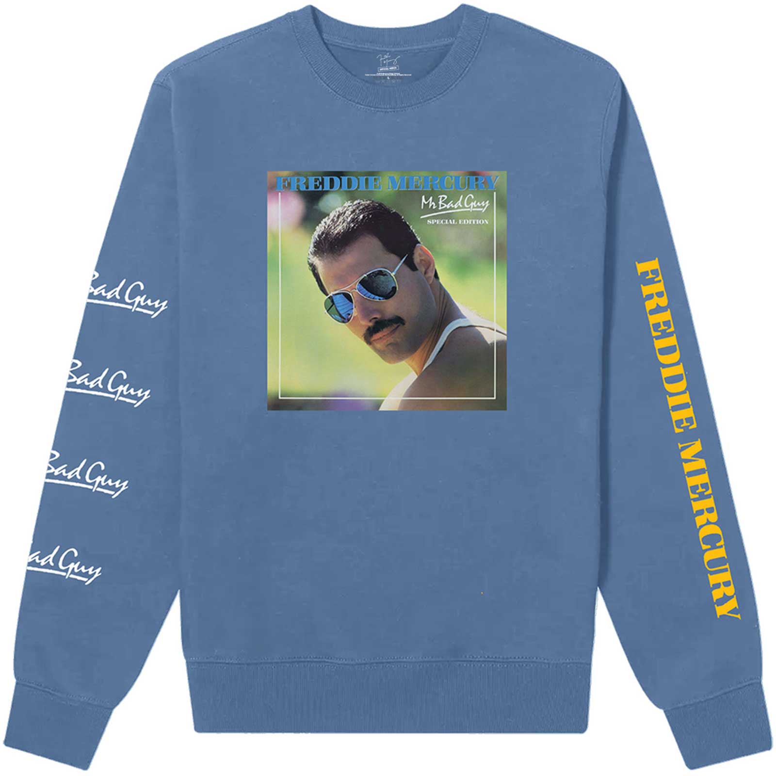 Freddie Mercury Unisex Long Sleeve T-Shirt: Mr Bad Guy (Sleeve Print) (Large)