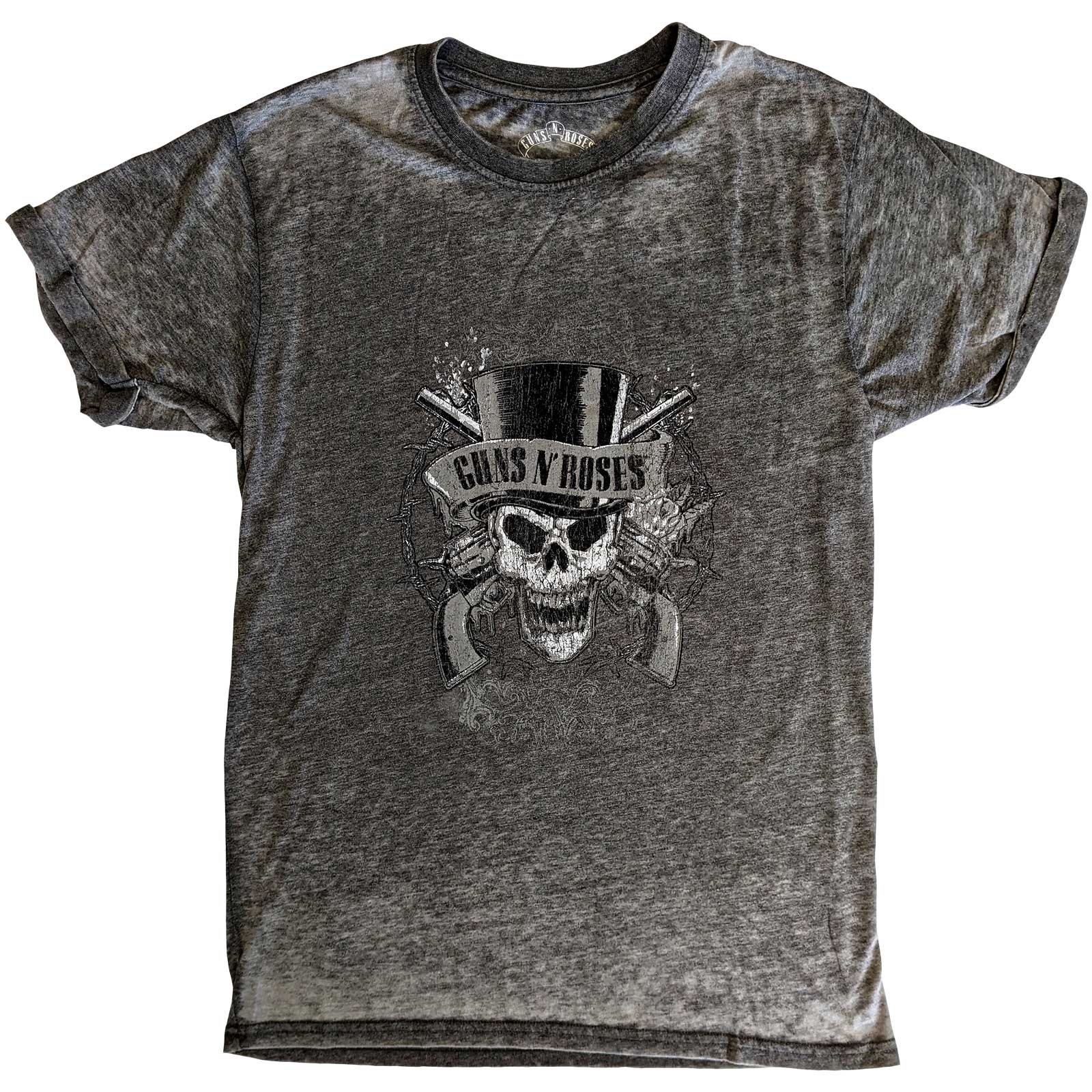 Guns N' Roses Unisex T-Shirt: Faded Skull (Burnout) (Large)