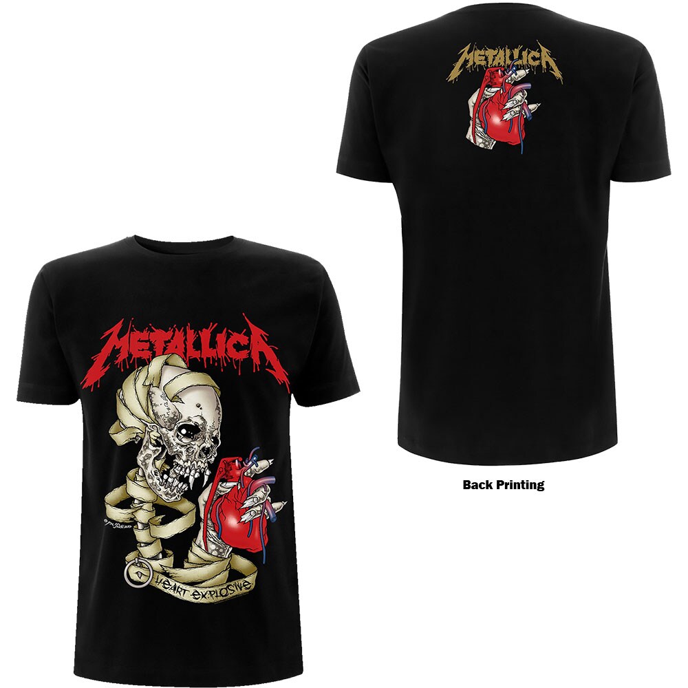 Metallica Unisex T-Shirt: Heart Explosive (Back Print) (X-Large)