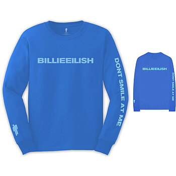 Billie Eilish Unisex Long Sleeved T-Shirt: Smile (Back & Sleeve Print) (Medium)