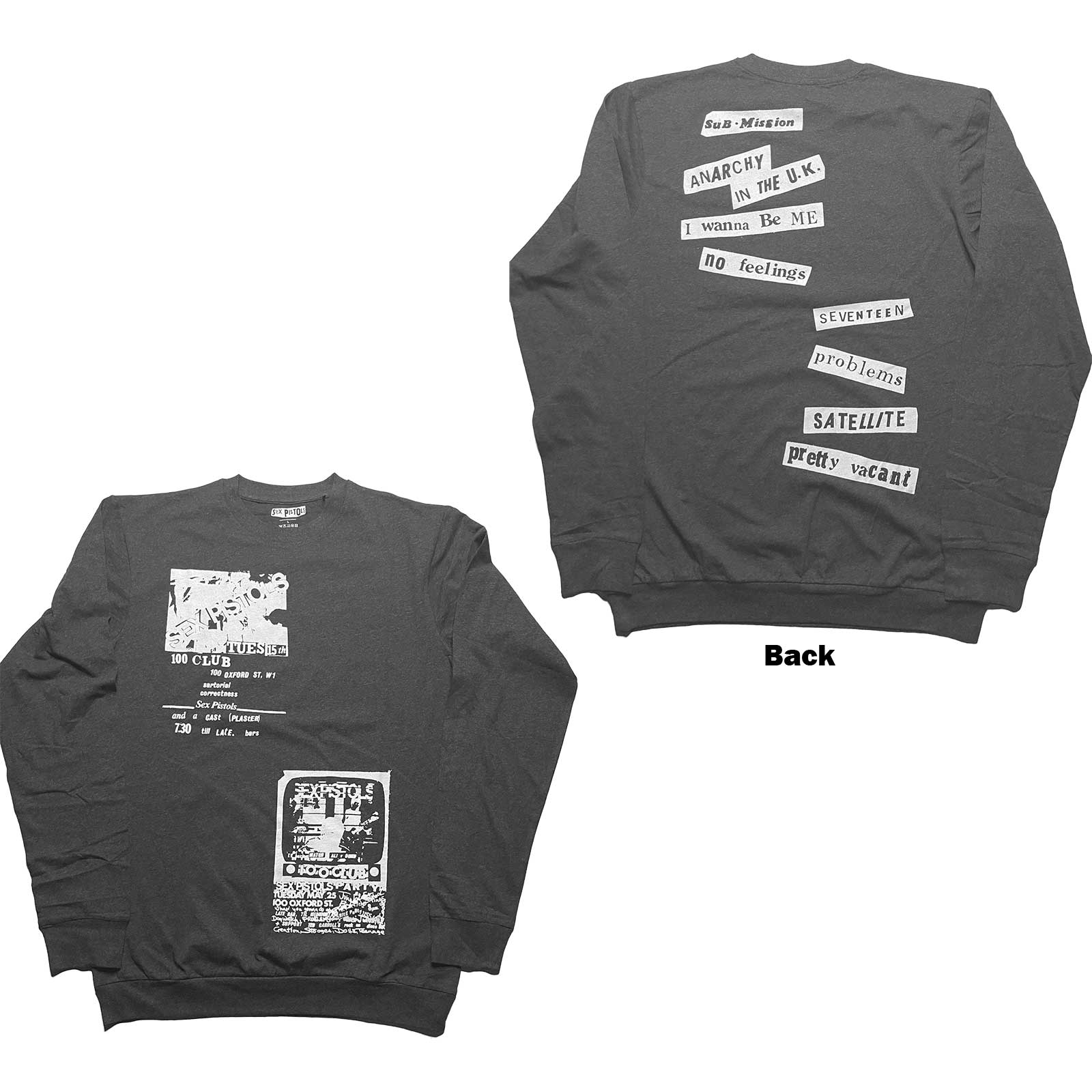 The Sex Pistols Unisex Long Sleeve T-Shirt: 100 Club (Back Print) (X-Large)  - PLUGGED SWEDEN