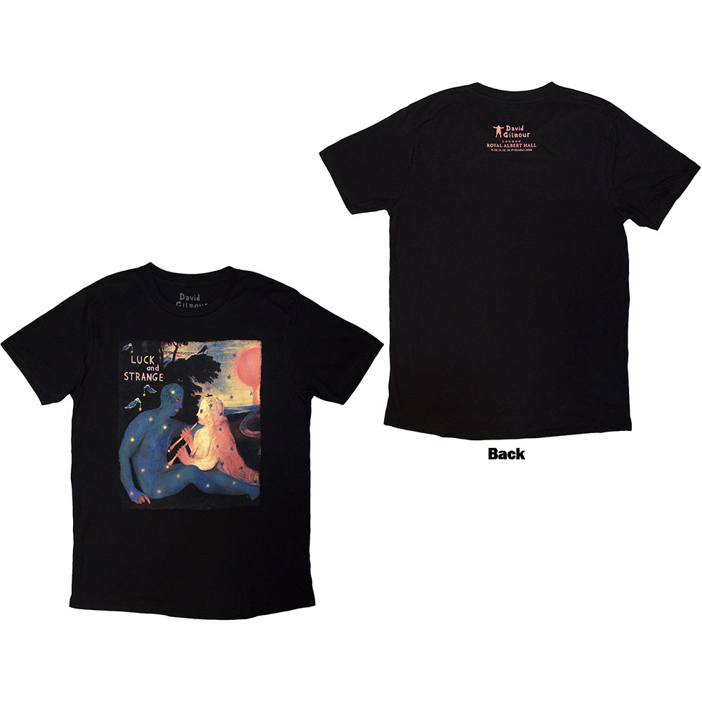 David Gilmour Unisex T-Shirt: Luck & Strange London 2 (Black) (Back Print & Ex-Tour) (Small)