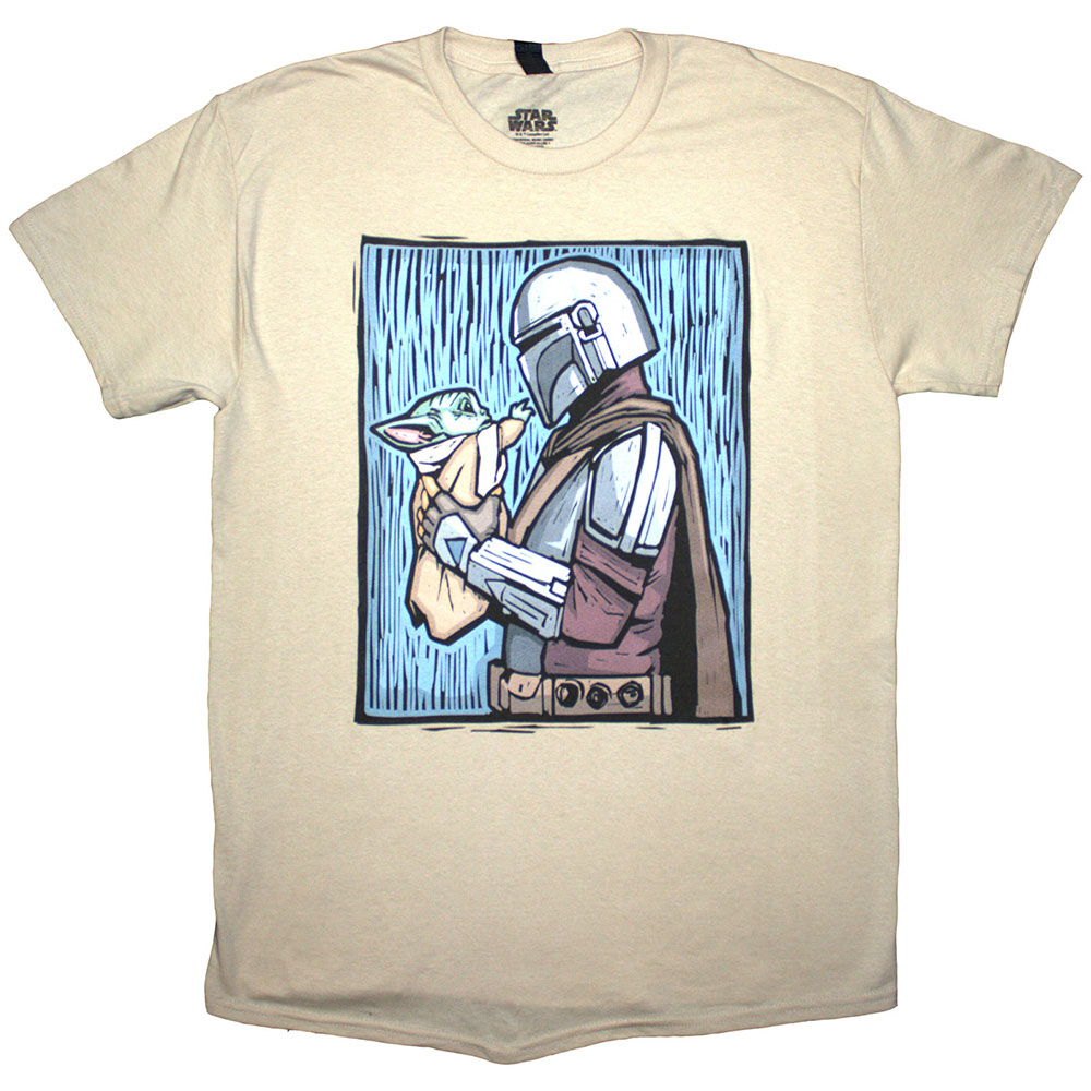 Star Wars Unisex T-Shirt: The Mandalorian Holding Grogu (Small)