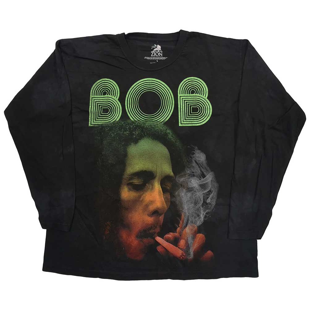Bob Marley Unisex Long Sleeved T-Shirt: Smoke Gradient (Dip-Dye) (Medium)
