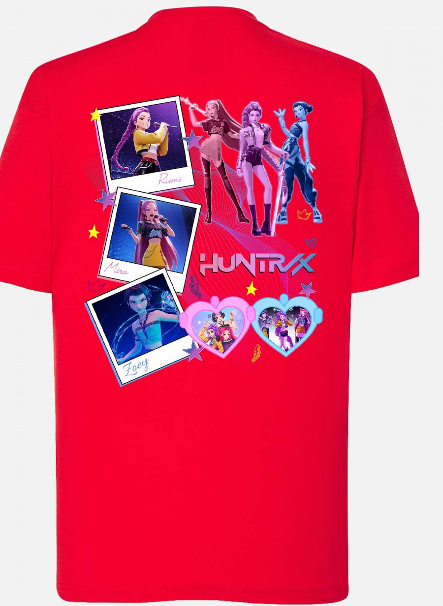 Huntrix Kpop Demon Hunters Lasten T-Paita - Polaroid - Punainen - 100% Puuvilla - Unisex