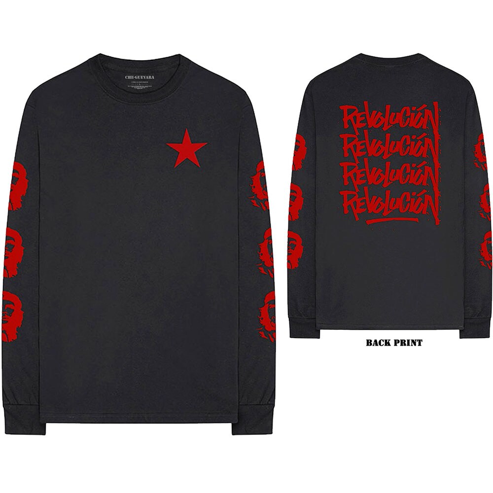 Che Guevara Unisex Long Sleeved T-Shirt: Revolution (Back & Sleeve Print) (X-Large)