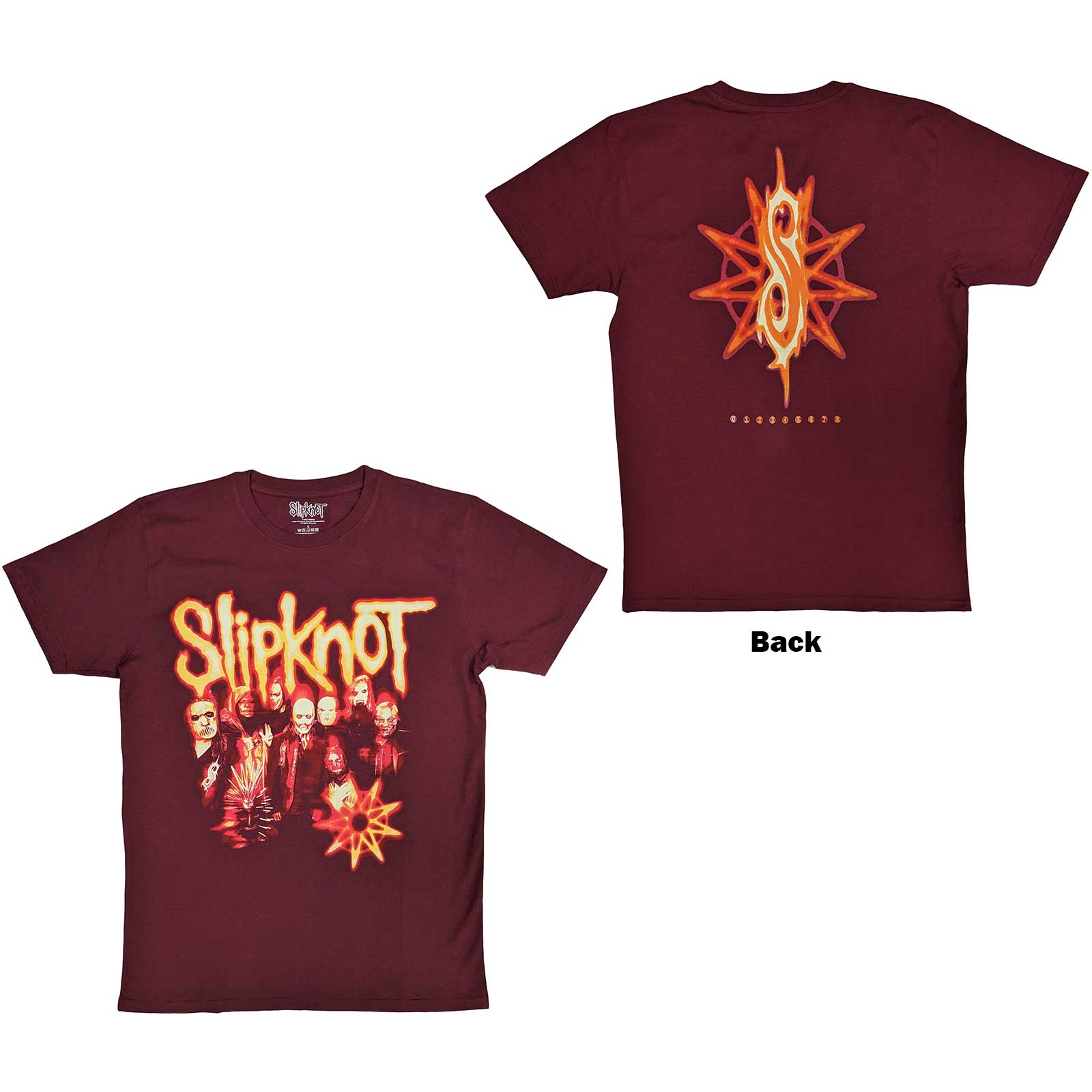 Slipknot Unisex T-Shirt: The End So Far Group Photo Tribal S Nonogram (Back Print) (Large)