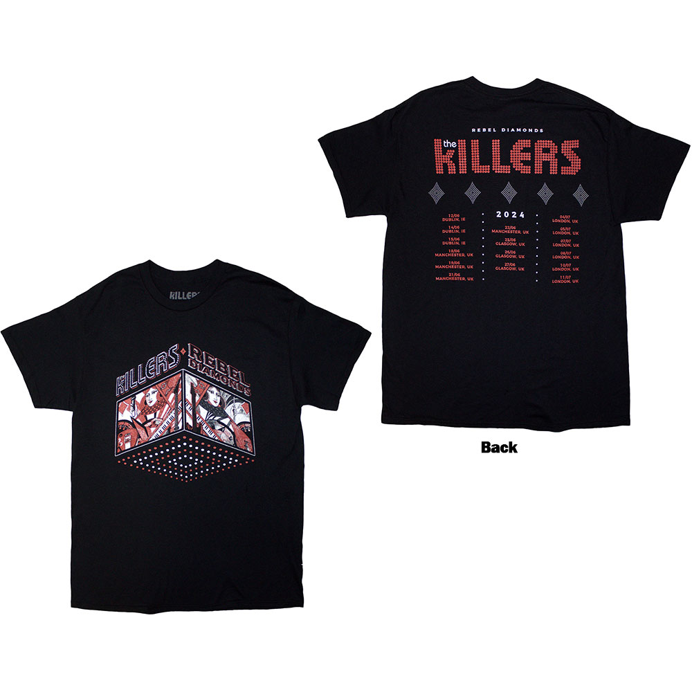 The Killers Unisex T-Shirt: Tour '24 Rebel Diamonds (Black) (Back Print & Ex-Tour) (Large)