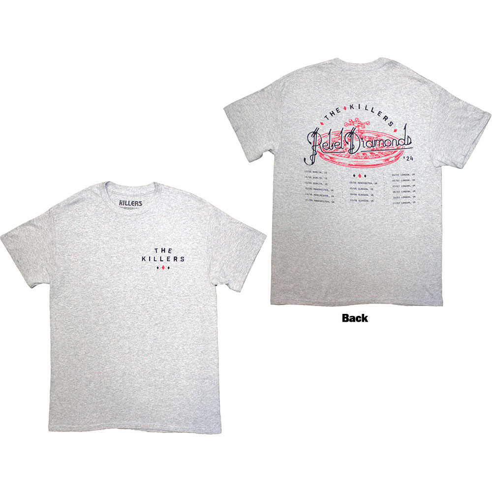 The Killers Unisex T-Shirt: Tour '24 Roulette Wheel (Grey) (Back Print & Ex-Tour) (Medium)